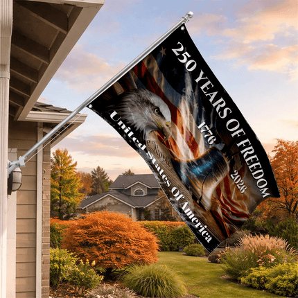 United States of America 250 Years of Freedom Eagle Liberty Bell House Flag