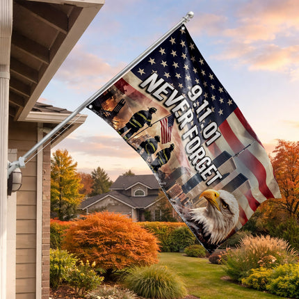 Patriot Day 25th Anniversary Firefighters Eagle Never Forget Grommet Flag