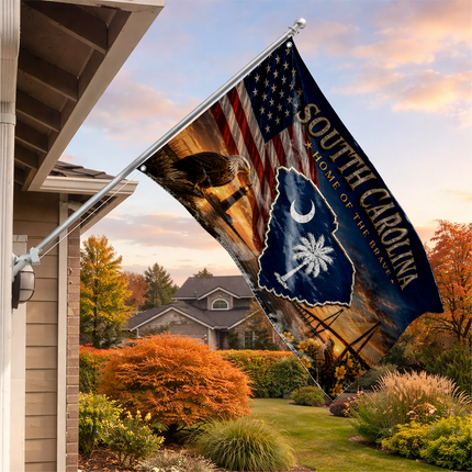 South Carolina Grommet Flag Home of the Brave Eagle Lighthouse