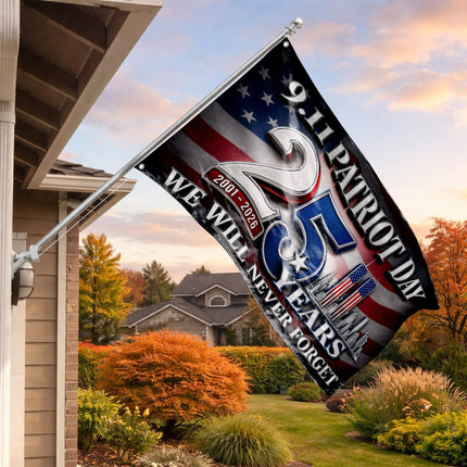Patriot Day 25th Anniversary 9.11 Never Forget Grommet Flag