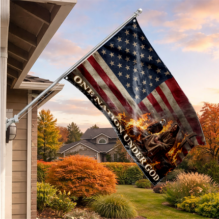 SP-01 Jesus Christ One Nation Under God Christian American Flag