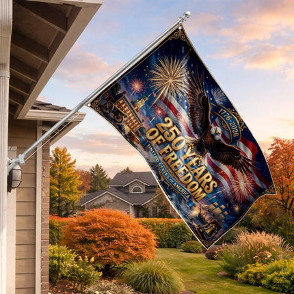 United States of America 250 Years of Freedom Independence Hall Tall Ship House Flag