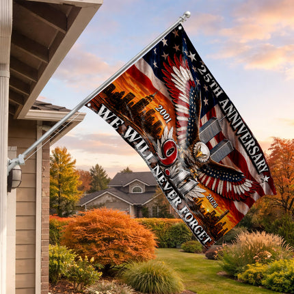 Patriot Day 25th Anniversary Patriotic Eagle 9.11 Memorial Grommet Flag