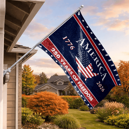 America 250 USA Map Silhouette 250 Years of Freedom House Flag