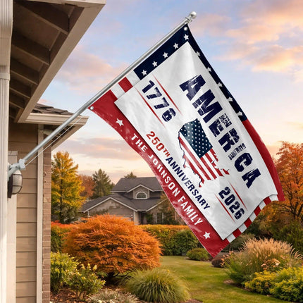 Personalized America 250th Anniversary USA Map House Flag HOF20 - Charming Present