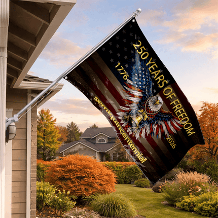Semiquincentennial Eagle Golden Bell America 250 House Flag