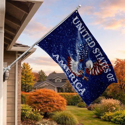 Patriotic Shimmer Starry Eagle American House Flag