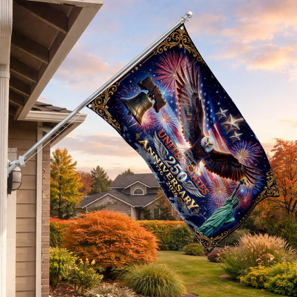 United States 250th Anniversary Liberty Eagle Fireworks House Flag