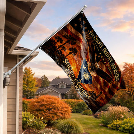 Personalized South Carolina Grommet Flag Thankful Grateful Blessed Custom Family Eagle