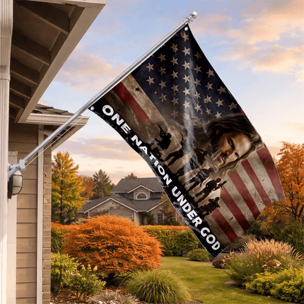 One Nation Under God Jesus Military Grommet Flag