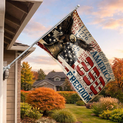 United States of America 250 Years of Freedom Distressed Typography Eagle Liberty Bell House Flag