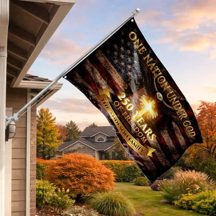 Personalized One Nation Under God 250 Years of Freedom House Flag