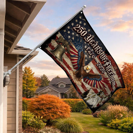 250 Years of Freedom Liberty Bell Statue & Eagle America 250 House Flag