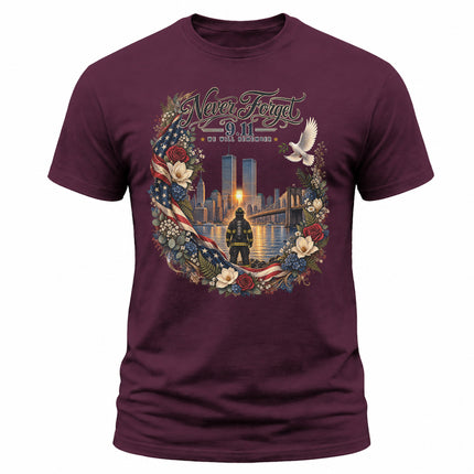 25th Anniversary Patriot Day 911 Never Forget Firefighter Memorial T-Shirt