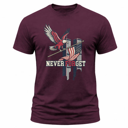 9/11 Never Forget Bald Eagle American Flag Patriot Day Memorial T-Shirt
