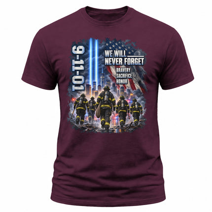 25th Anniversary Patriot Day 911 Firefighter Never Forget Memorial T-Shirt