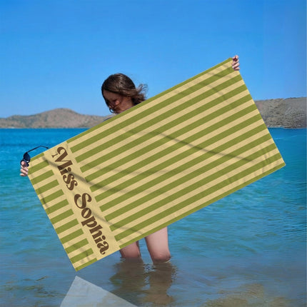 Personalized Teacher Beach Towel Striped Name