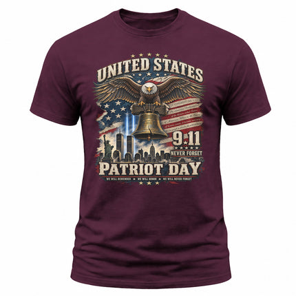 9/11 Patriot Day Never Forget American Eagle Liberty Bell Memorial T-Shirt