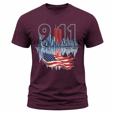 9/11 Never Forget Patriot Day New York City American Flag Memorial T-Shirt
