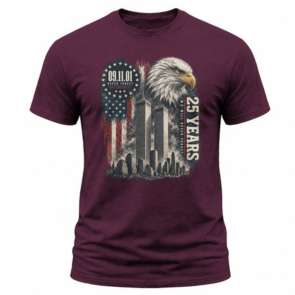 25th Anniversary Patriot Day 911 Never Forget Eagle Memorial T-Shirt