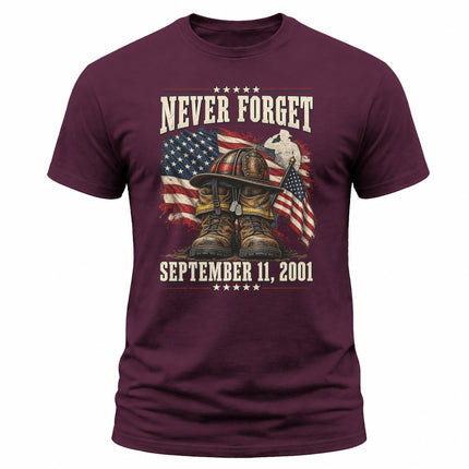 25th Anniversary Patriot Day 911 Never Forget Firefighter Memorial T-Shirt
