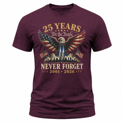 25th Anniversary Patriot Day 911 Never Forget American Eagle Memorial T-Shirt