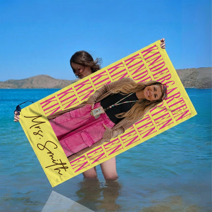 Personalized Teacher Beach Towel Custom Photo Grade