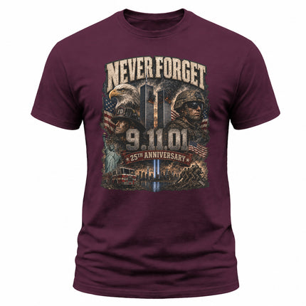 25th Anniversary Patriot Day Firefighter Soldier Eagle Tribute T Shirt