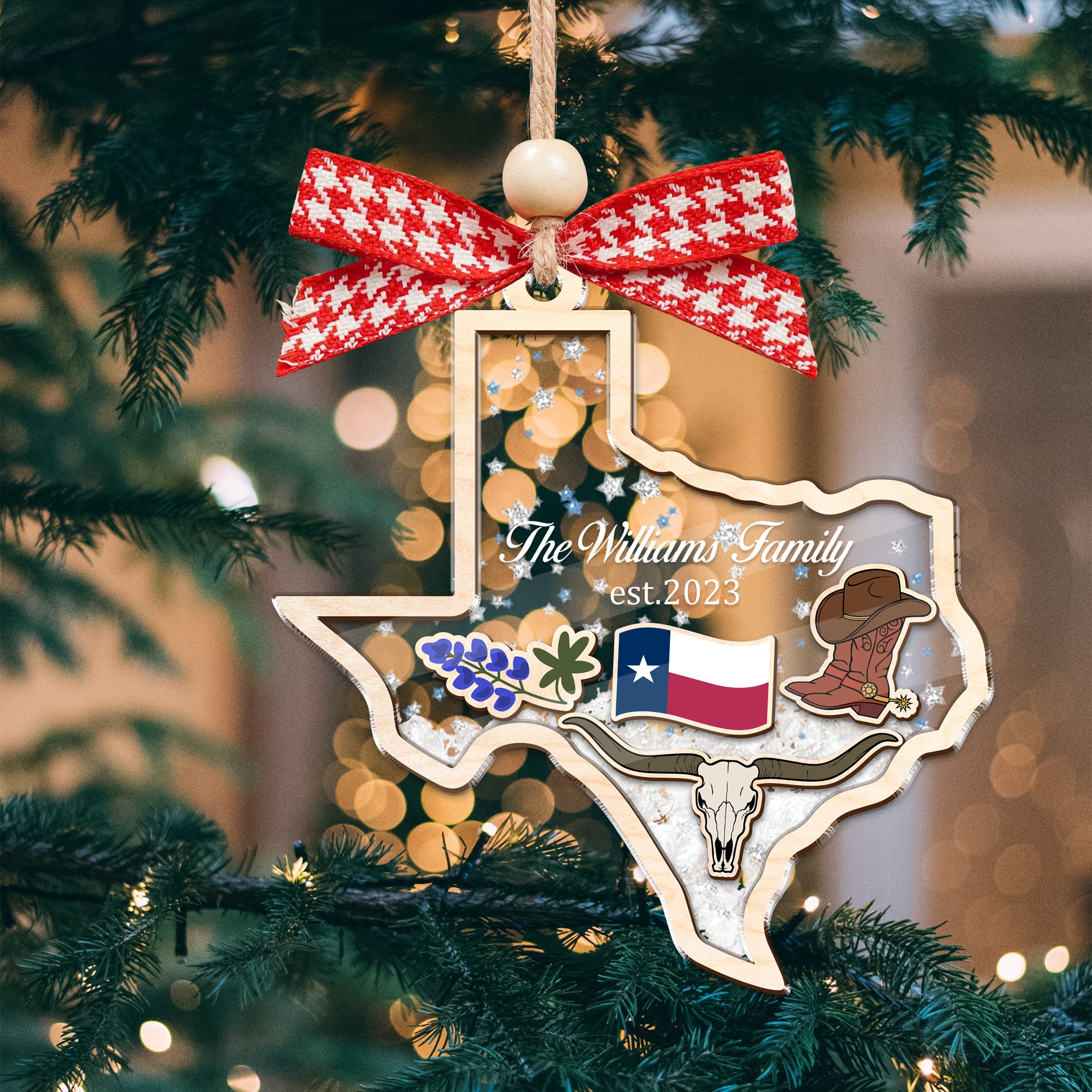 Custom Family Name Christmas In Texas 2023 Ornament