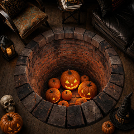 Halloween Round Rug Jack O Lantern Pumpkin Well Doormat