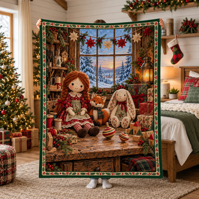 Christmas Fleece Blanket with Cozy Doll Workshop