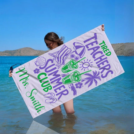 Personalized Teacher Beach Towel Summer Club Custom Name