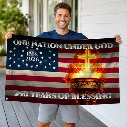 One Nation Under God Christian Patriot Flag America 250 HOF16 - Charming Present