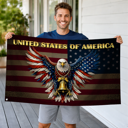 SP-01 American Heritage Flag Bald Eagle Liberty Bell Constitution Day