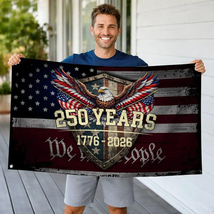 America 250 Years Patriotic Eagle Shield Flag HOF11 - Charming Present