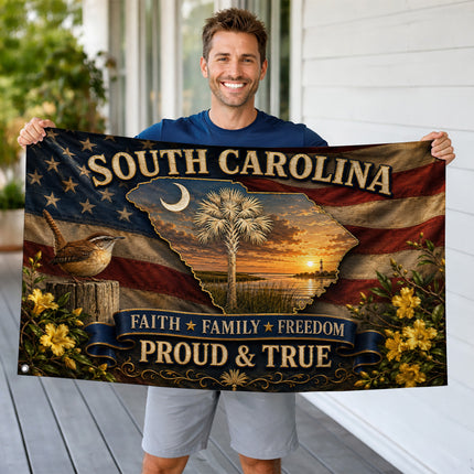 South Carolina Grommet Flag Faith Family Freedom Palmetto