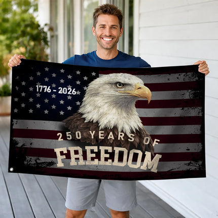 250 Years of Freedom Bald Eagle Patriotic House Flag America 250 HOF9 - Charming Present