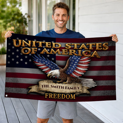 Personalized USA Constitution Eagle American House Flag