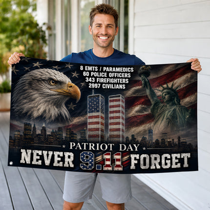 Patriot Day 25th Anniversary Eagle Liberty Never Forget Grommet Flag