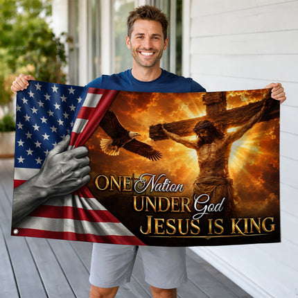 SP-01 Honor Christian Faith Jesus Is King God and Country Flag Easter Christmas