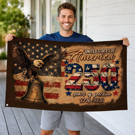 United States of America 250 Years of Freedom Eagle Liberty Bell House Flag