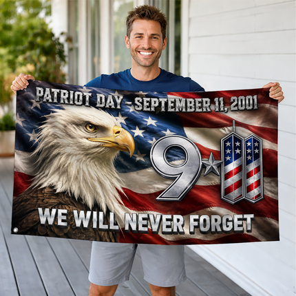Patriot Day 25th Anniversary Bald Eagle Never Forget Grommet Flag