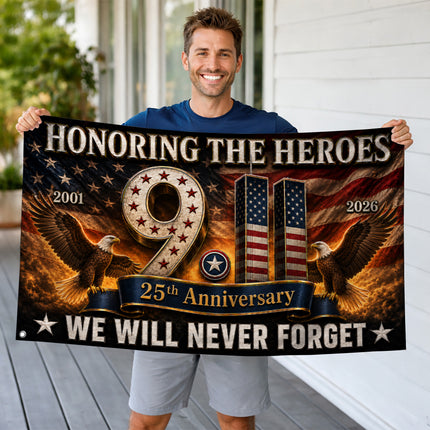 Patriot Day 25th Anniversary Double Eagle Honoring Heroes Grommet Flag