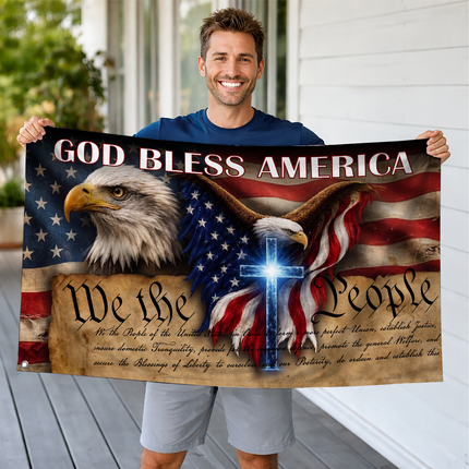 SP-01 God Bless America American Heritage Flag Veterans Day Christmas