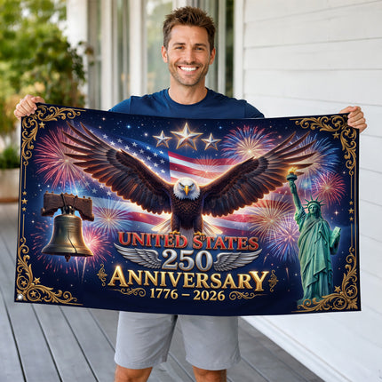United States 250th Anniversary Liberty Eagle Fireworks House Flag