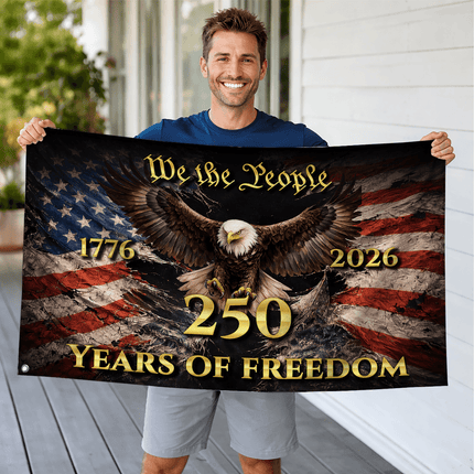We The People Eagle Torn Flag 250 Years of Freedom House Flag