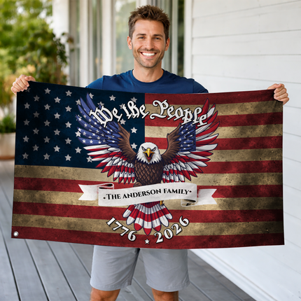 Personalized We The People Patriotic Eagle Flag HOF2
