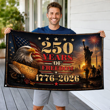 250 Years of Freedom Constitution Eagle Liberty America 250 House Flag