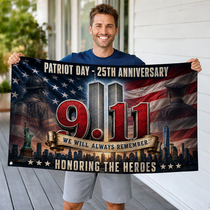 Patriot Day 25th Anniversary 9.11 Honoring The Heroes Grommet Flag