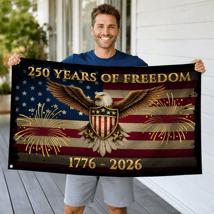 250 Years of Freedom Eagle Shield Fireworks America 250 House Flag